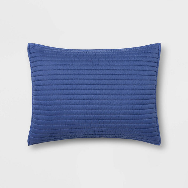Standard Garment Washed Microfiber Quilt Sham Blue - Room Essentials