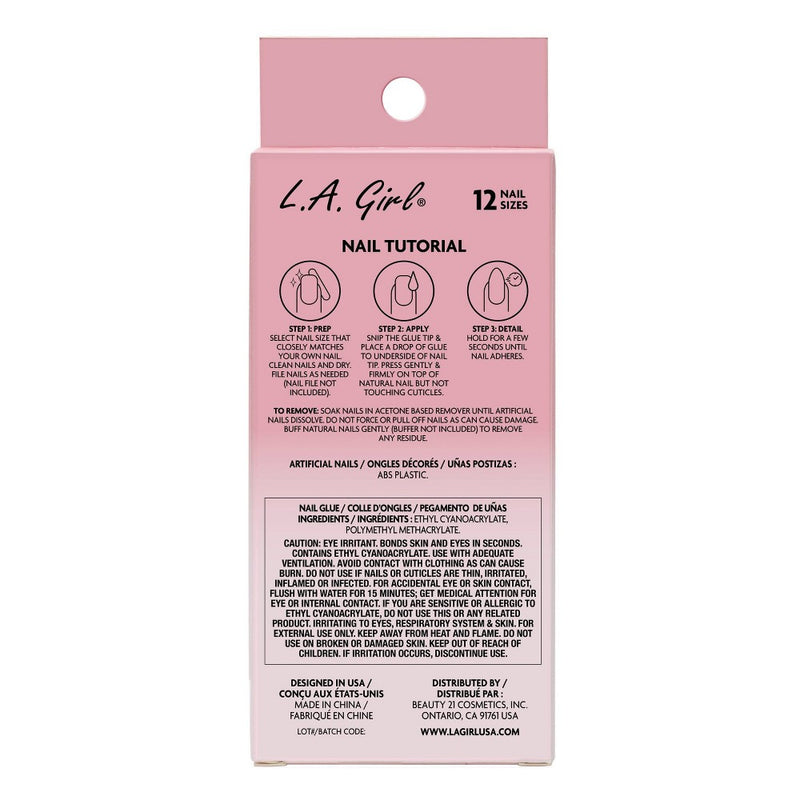 L.A. Girl Oh So Shiny Artificial Fake Nails - Edgy - 25ct