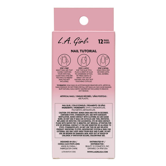 L.A. Girl Oh So Shiny Artificial Fake Nails - Edgy - 25ct