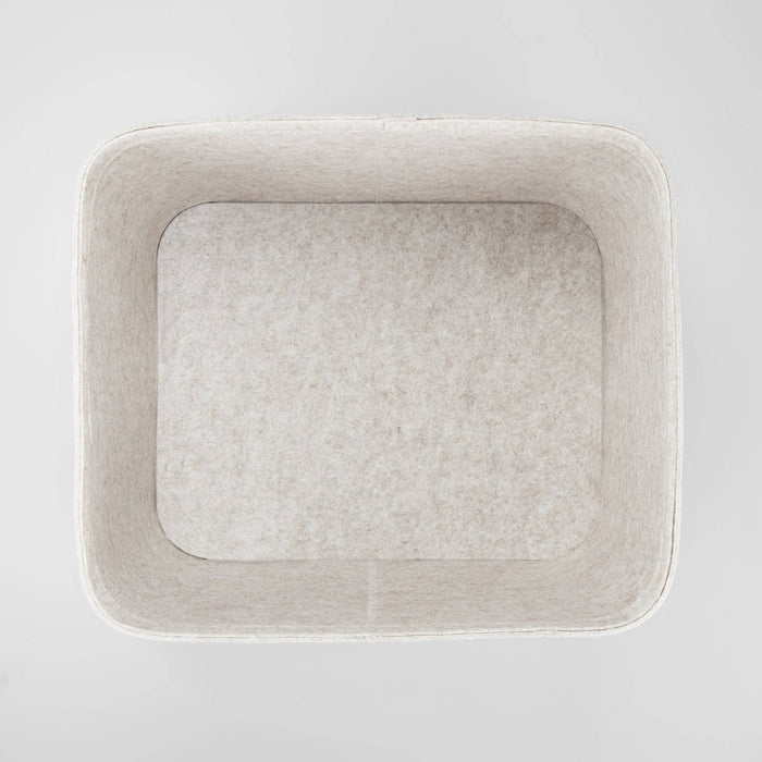 10.5" x 14" Medium Felt Basket with Stitching Oatmeal - Brightroom