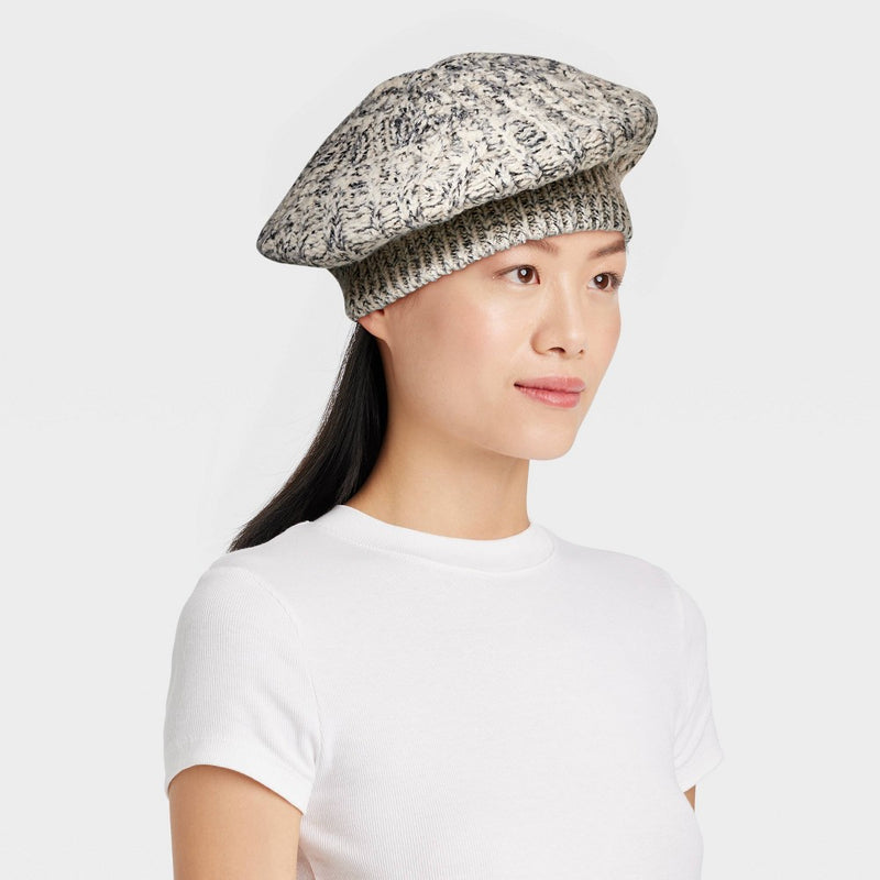 Cable Knit Beret - Universal Thread Gray