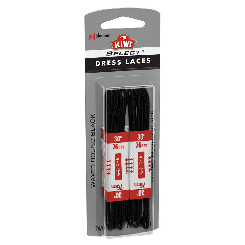 KIWI Select Dress Waxed Round Laces - Black 30in