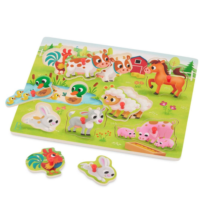 B. toys Peg Puzzles 2pk Peek & Explore - Vehicles & Farm Animals - 18pc