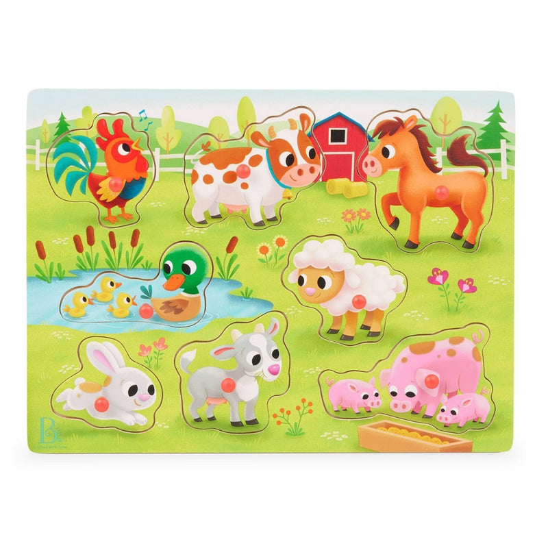 B. toys Peg Puzzles 2pk Peek & Explore - Vehicles & Farm Animals - 18pc