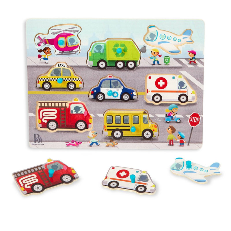 B. toys Peg Puzzles 2pk Peek & Explore - Vehicles & Farm Animals - 18pc
