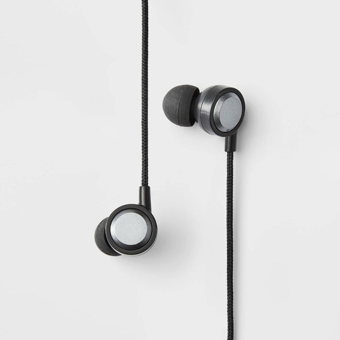 Wired Earbuds with Microphone - heyday Black Stylized