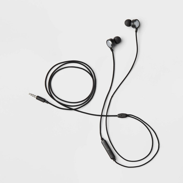 Wired Earbuds with Microphone - heyday Black Stylized