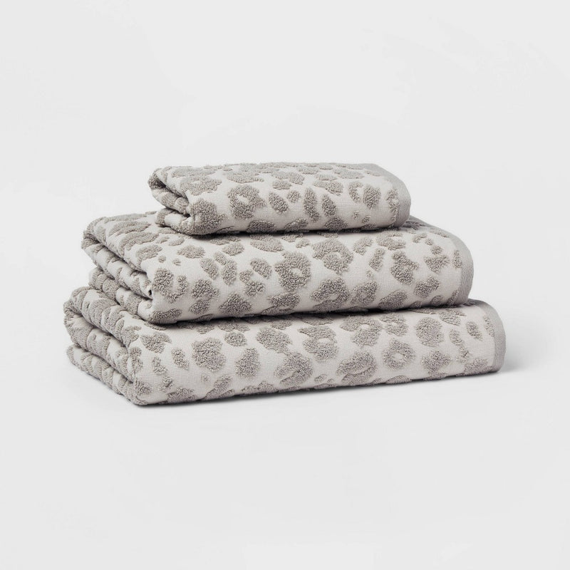 Performance Plus Bath Towel Light Gray Leopard - Threshold