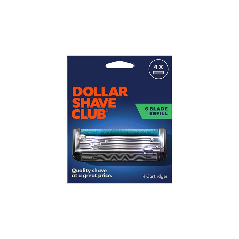 Dollar Shave Club 6-Blade Razor Refill - Compatible with 4 and 6 Blade Handles - 4ct