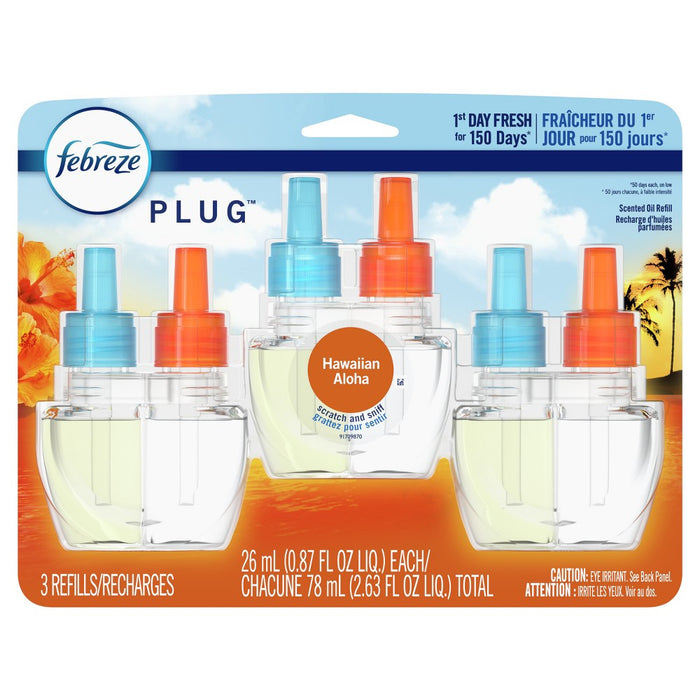Febreze Odor-Fighting Fade Defy Plug Air Freshener Refill - Hawaiian Aloha - 0.87 fl oz