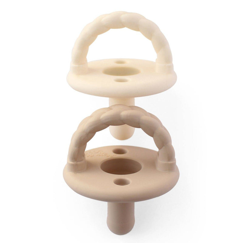 Itzy Ritzy Sweetie Silicone - Soother Pacifier - Buttercream and Toast Braids - 2pk