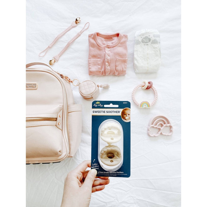 Itzy Ritzy Sweetie Silicone - Soother Pacifier - Buttercream and Toast Braids - 2pk