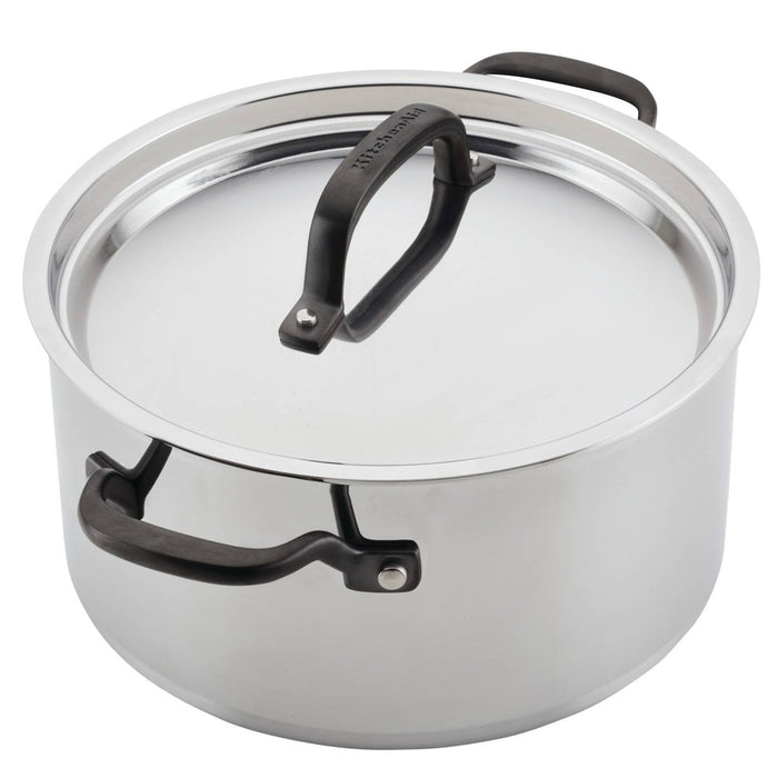 KitchenAid 6qt 5-Ply Clad Stainless Steel Induction Stockpot with Lid Silver