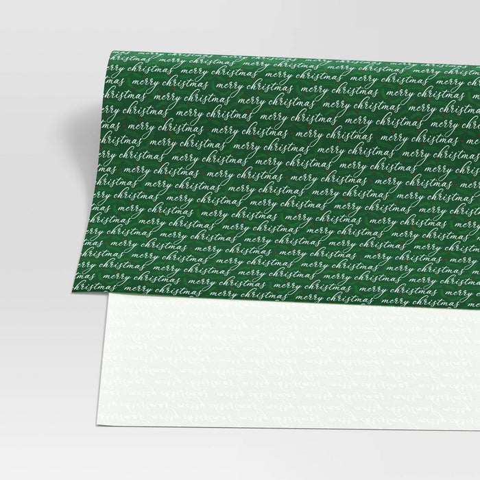 220 sq ft 'Merry Christmas' Gift Wrap Green - Wondershop