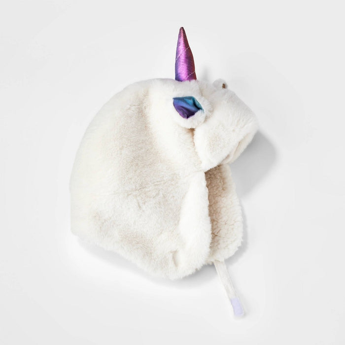 Toddler Girls' Unicorn Trapper Hat - Cat & Jack White 2T-5T