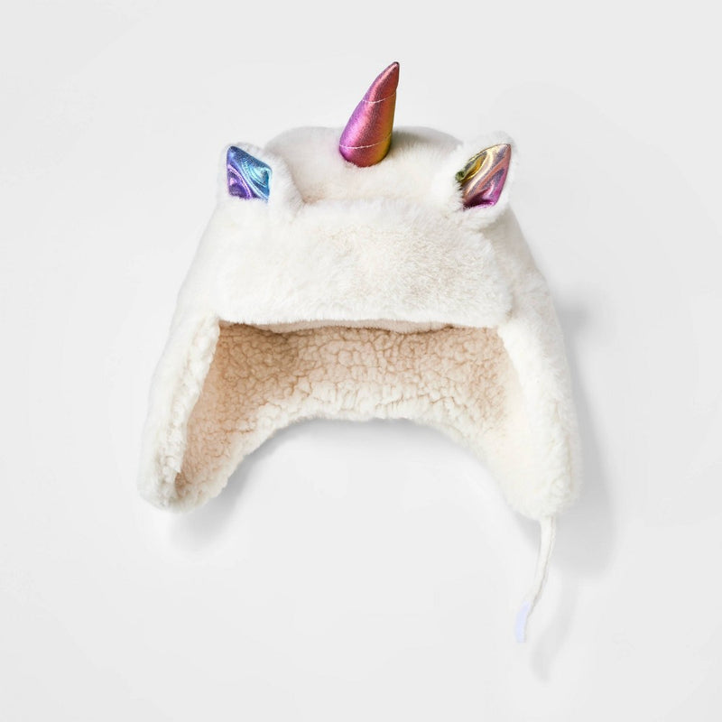 Toddler Girls' Unicorn Trapper Hat - Cat & Jack White 2T-5T