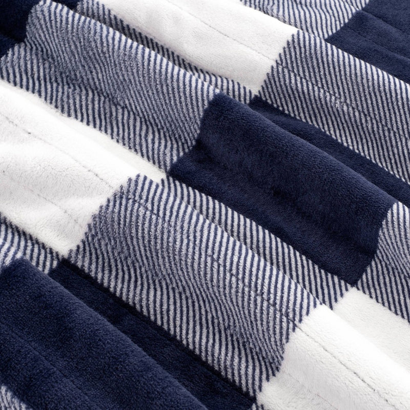 50"x60" Cozy Heated Throw Blanket Navy Buffalo Plaid - Brookstone