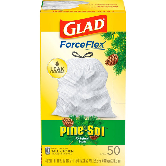 Glad ForceFlex Drawstring Trash Bags - Pinesol - 13 Gallon - 50ct