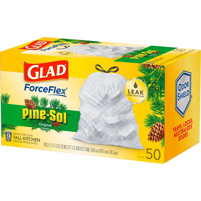 Glad ForceFlex Drawstring Trash Bags - Pinesol - 13 Gallon - 50ct