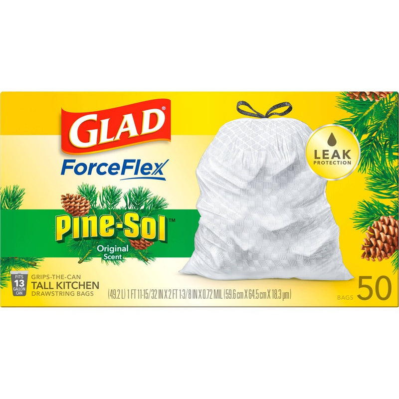 Glad ForceFlex Drawstring Trash Bags - Pinesol - 13 Gallon - 50ct