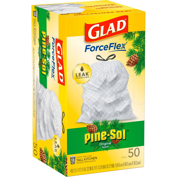 Glad ForceFlex Drawstring Trash Bags - Pinesol - 13 Gallon - 50ct