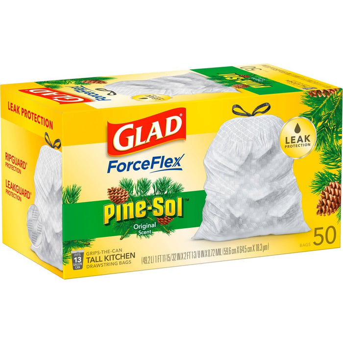 Glad ForceFlex Drawstring Trash Bags - Pinesol - 13 Gallon - 50ct