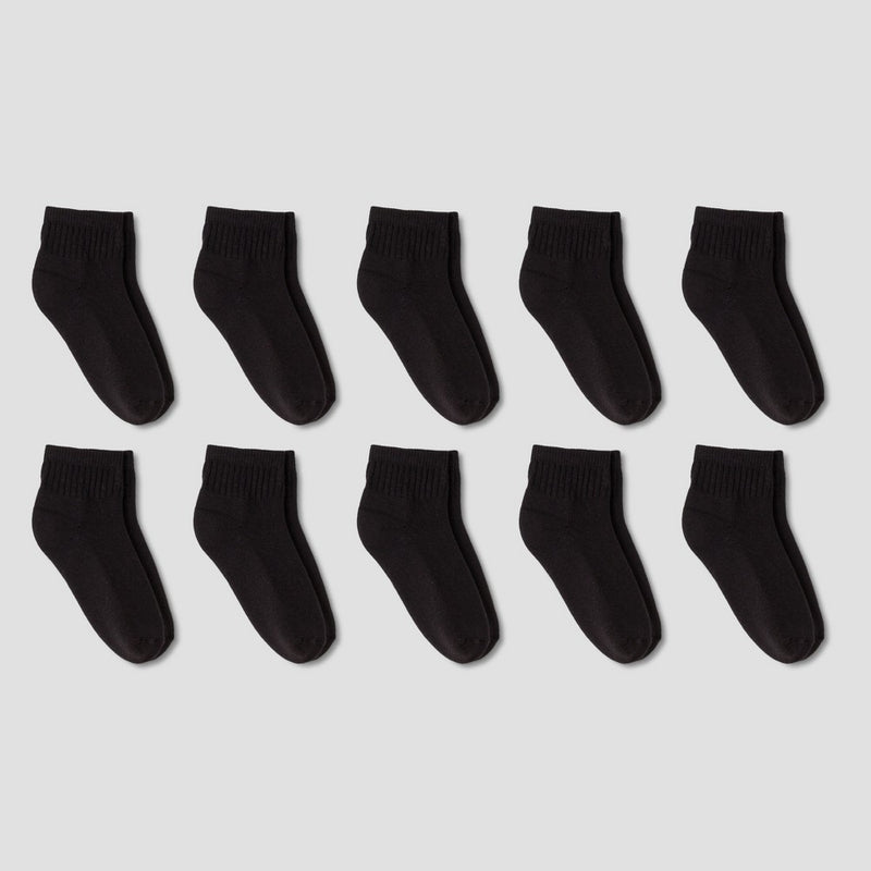 Boys' 10pk Athletic Ankle Socks - Cat & Jack Black L