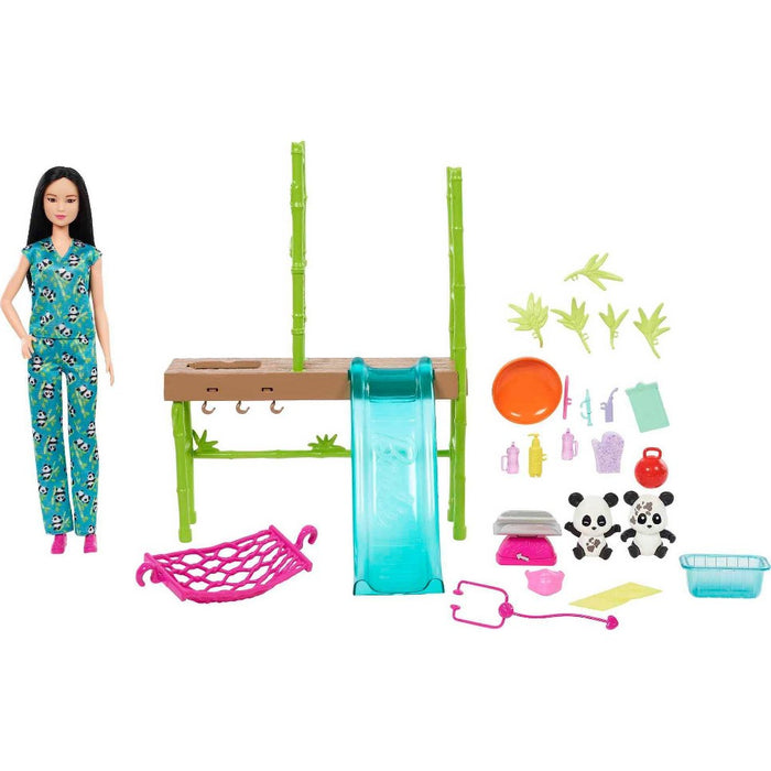 Barbie Panda Care and Rescue Playset with Color-Change and 20+ pc
