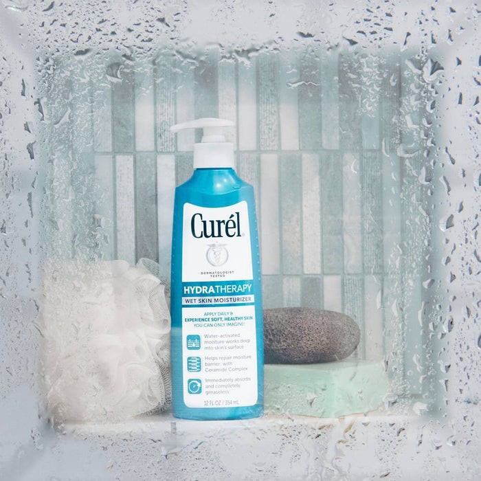 Curel Hydra Therapy Wet Skin Moisturizer, Lightweight In Shower Lotion For Dry Or Extra Dry Skin Unscented - 12 fl oz