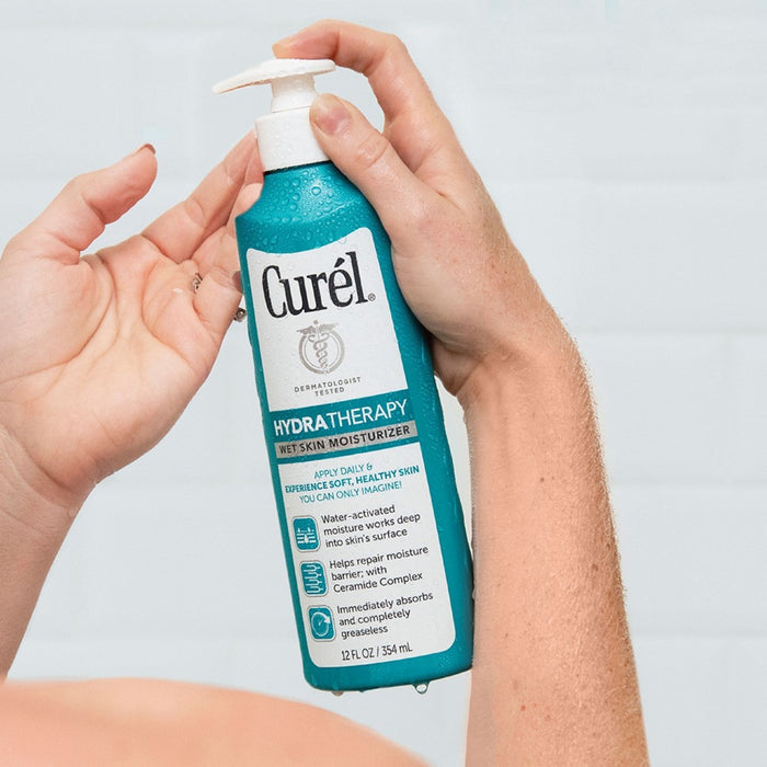 Curel Hydra Therapy Wet Skin Moisturizer, Lightweight In Shower Lotion For Dry Or Extra Dry Skin Unscented - 12 fl oz