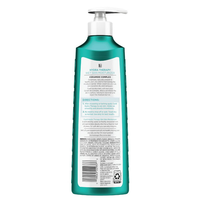 Curel Hydra Therapy Wet Skin Moisturizer, Lightweight In Shower Lotion For Dry Or Extra Dry Skin Unscented - 12 fl oz