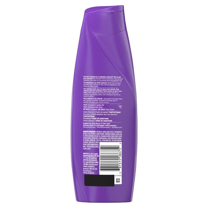 Aussie Miracle Moist with Avocado & Jojoba Oil Paraben Free Shampoo - 12.1 fl oz