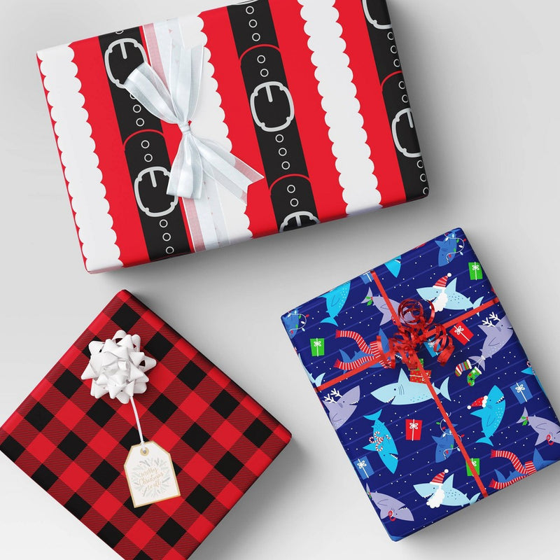 220 sq ft Buffalo Plaid Christmas Gift Wrap Red/Black - Wondershop (LOCAL PICKUP ONLY)