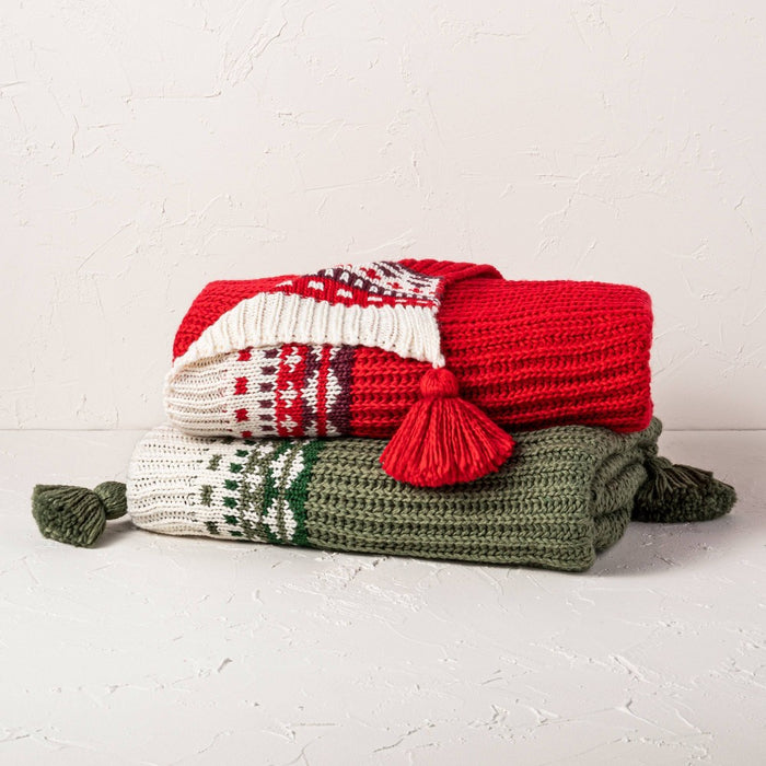 50"x60" Sweater Knit Throw Blanket Red - Opalhouse designed with Jungalow