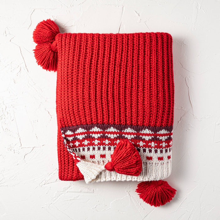 50"x60" Sweater Knit Throw Blanket Red - Opalhouse designed with Jungalow