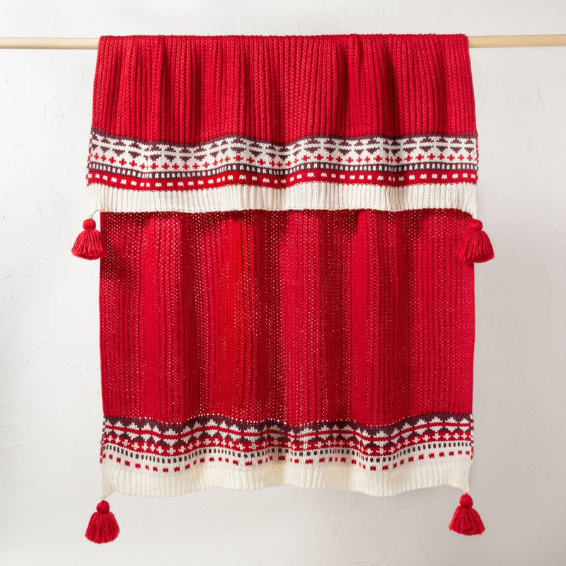 50"x60" Sweater Knit Throw Blanket Red - Opalhouse designed with Jungalow