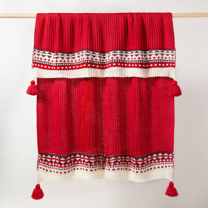 50"x60" Sweater Knit Throw Blanket Red - Opalhouse designed with Jungalow