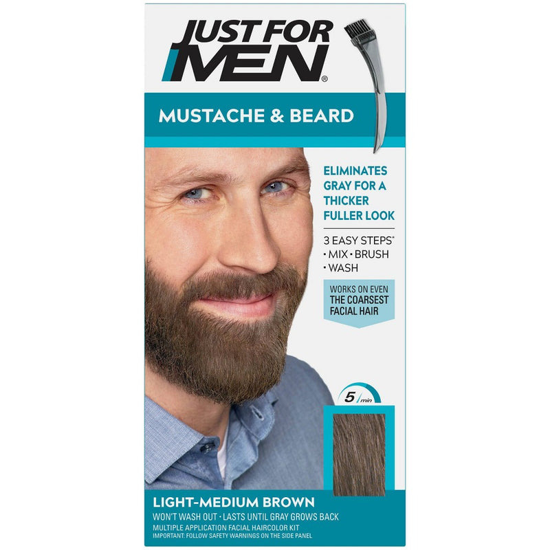 Just For Men Mustache & Beard Coloring for Gray Hair - Light Medium Brown M30