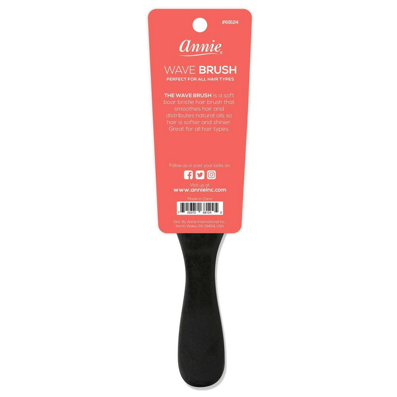 Annie International Soft Wave Black Boar Bristle Hair Brush - 4.8"