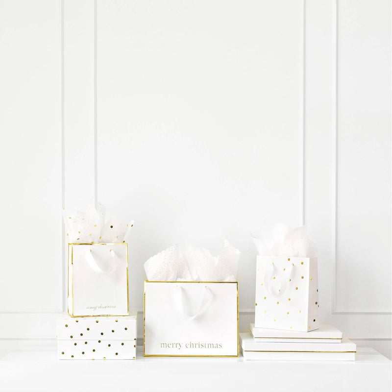 Large Polka Dot with 'Merry Christmas' Gift Bag White/Gold - Sugar Paper + Target