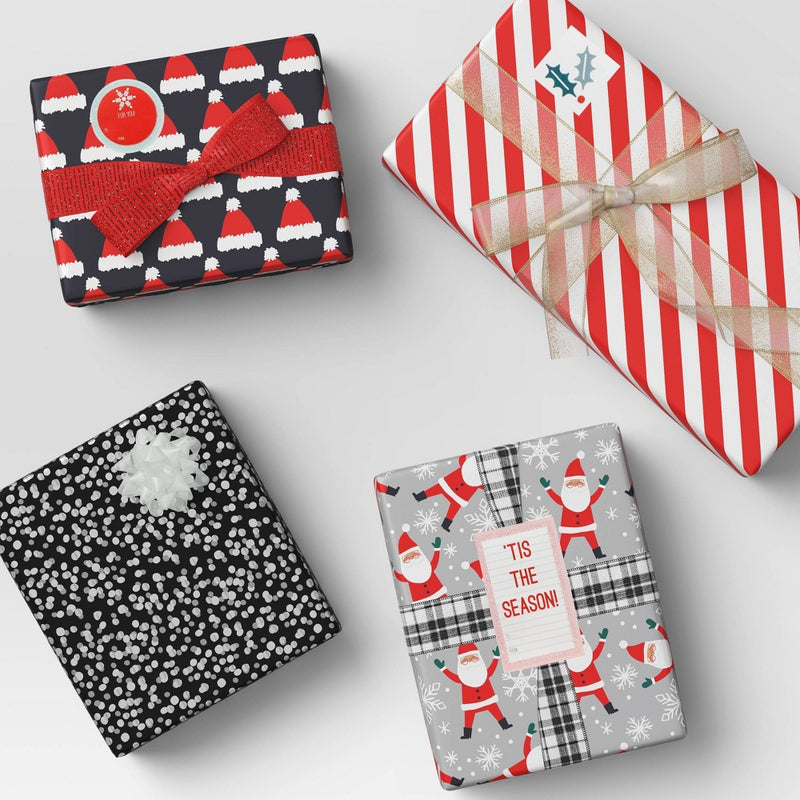 50 sq ft Santa Hat Christmas Gift Wrap Black - Wondershop (LOCAL PICKUP ONLY)