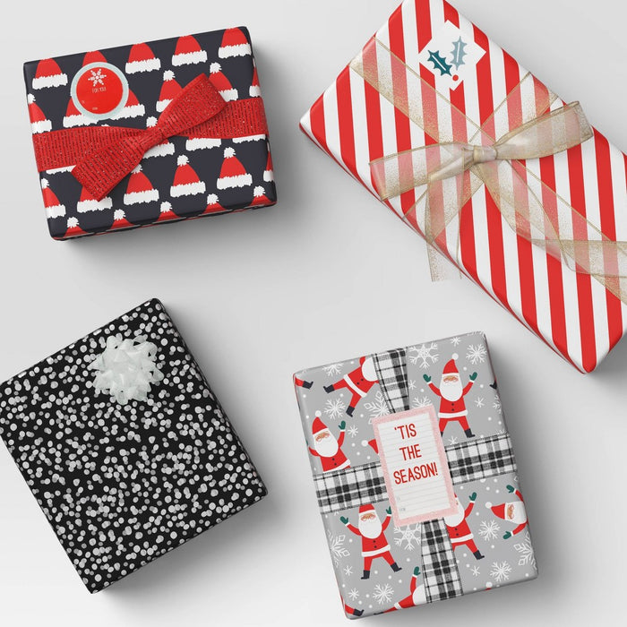 50 sq ft Santa Hat Christmas Gift Wrap Black - Wondershop