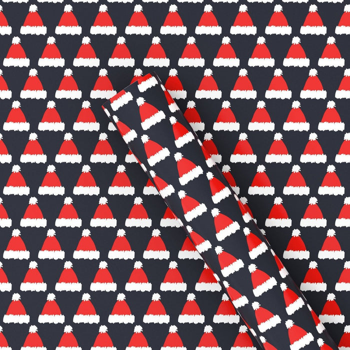50 sq ft Santa Hat Christmas Gift Wrap Black - Wondershop