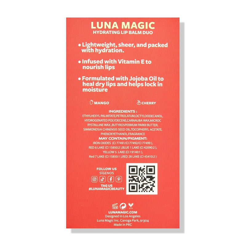 LUNA MAGIC Lip Balm Duo - Mango/Cherry - 1oz/2pk