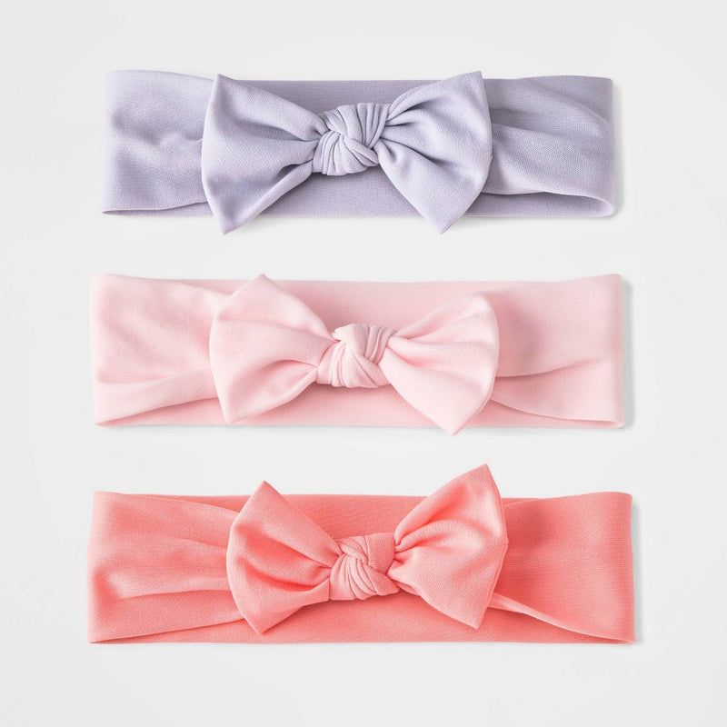 Baby Girls' 3pk Headwrap Blush Bow - Cloud Island One Size