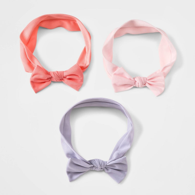Baby Girls' 3pk Headwrap Blush Bow - Cloud Island One Size
