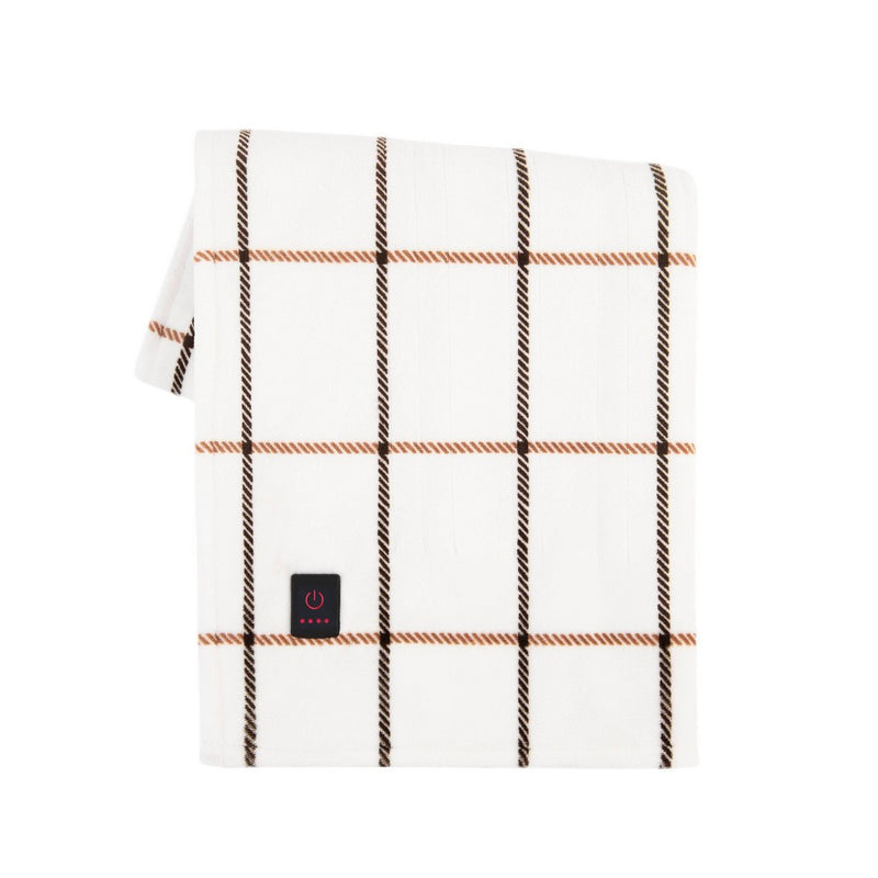 50"x60" Cozy Heated Throw Blanket Camel Window Pane - Brookstone