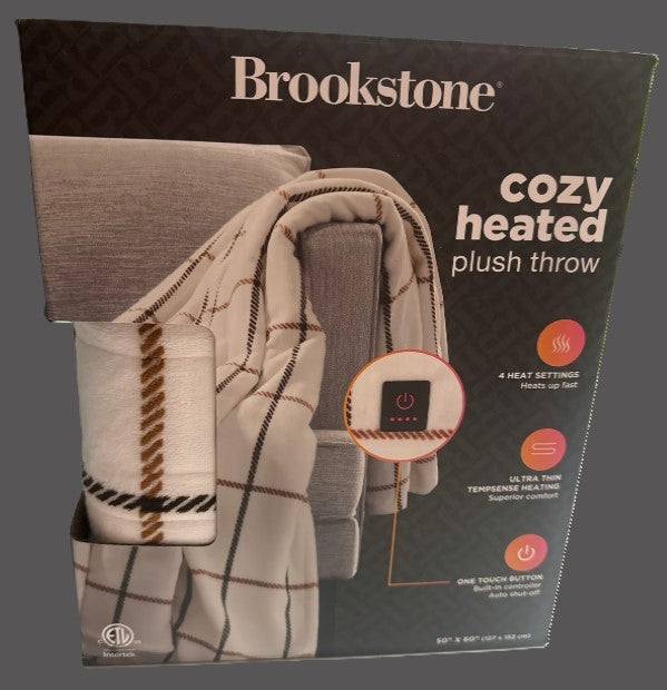50"x60" Cozy Heated Throw Blanket Camel Window Pane - Brookstone