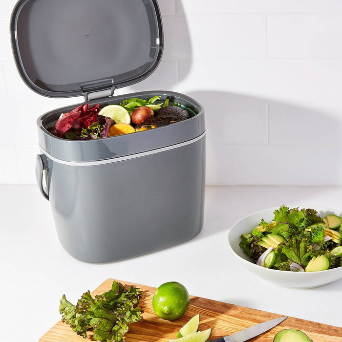OXO 1.75g Plastic Easy Clean Compost Bin Gray