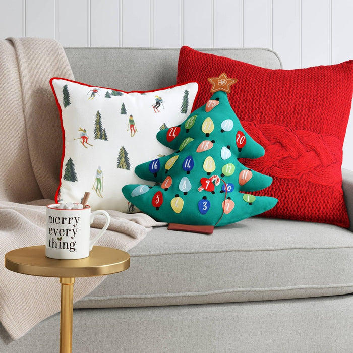 22"x16.5" Christmas Tree Countdown Calendar Novelty Throw Pillow Green - Wondershop